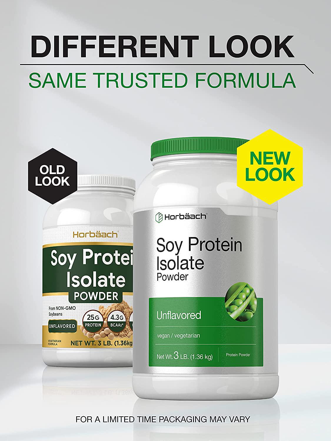 Soy Protein Isolate Powder | 3lb | Vegan, Vegetarian, Non-GMO, Gluten Free | Unflavored | 25g Protein Supplement | by Horbaach