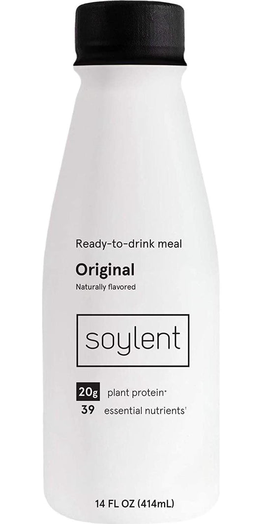 Soylent Complete Nutrition Gluten-Free Vegan Protein Meal Replacement Shake, Original, 14 Oz, 12 Pack