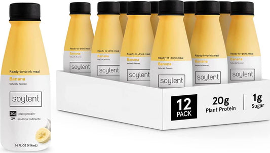 Soylent Complete Nutrition Gluten-Free Vegan Protein Meal Replacement Shake, Banana, 14 Oz, 12 Pack