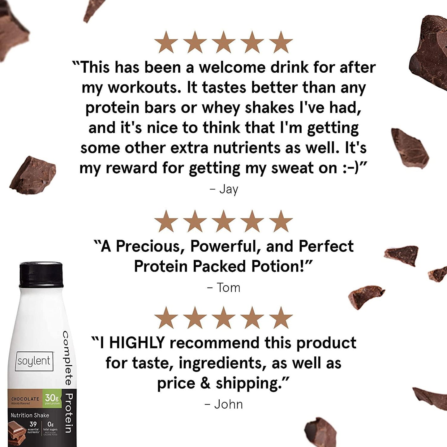 Soylent Complete Protein Gluten-Free Vegan Protein Meal Replacement Shake, Chocolate, 11 Oz (Pack of 12)