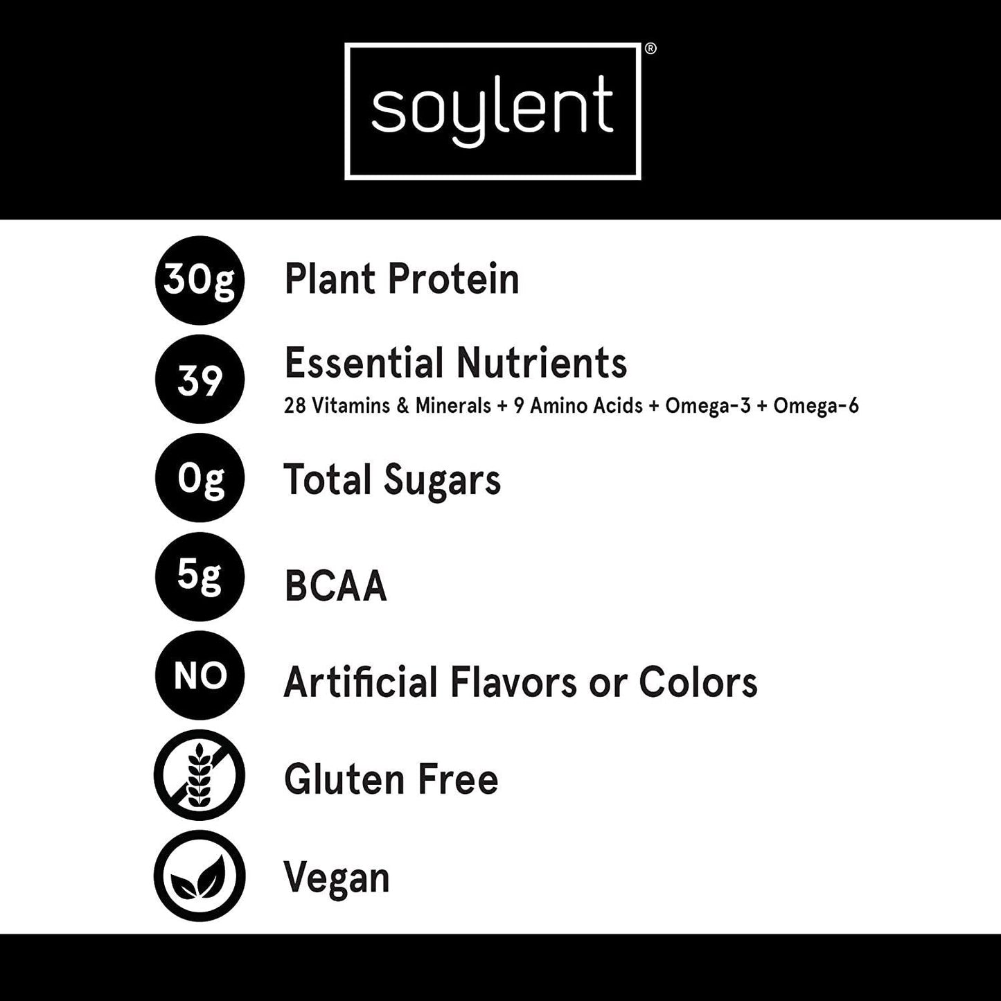 Soylent Complete Protein Gluten-Free Vegan Protein Meal Replacement Shake, Chocolate, 11 Oz (Pack of 12)