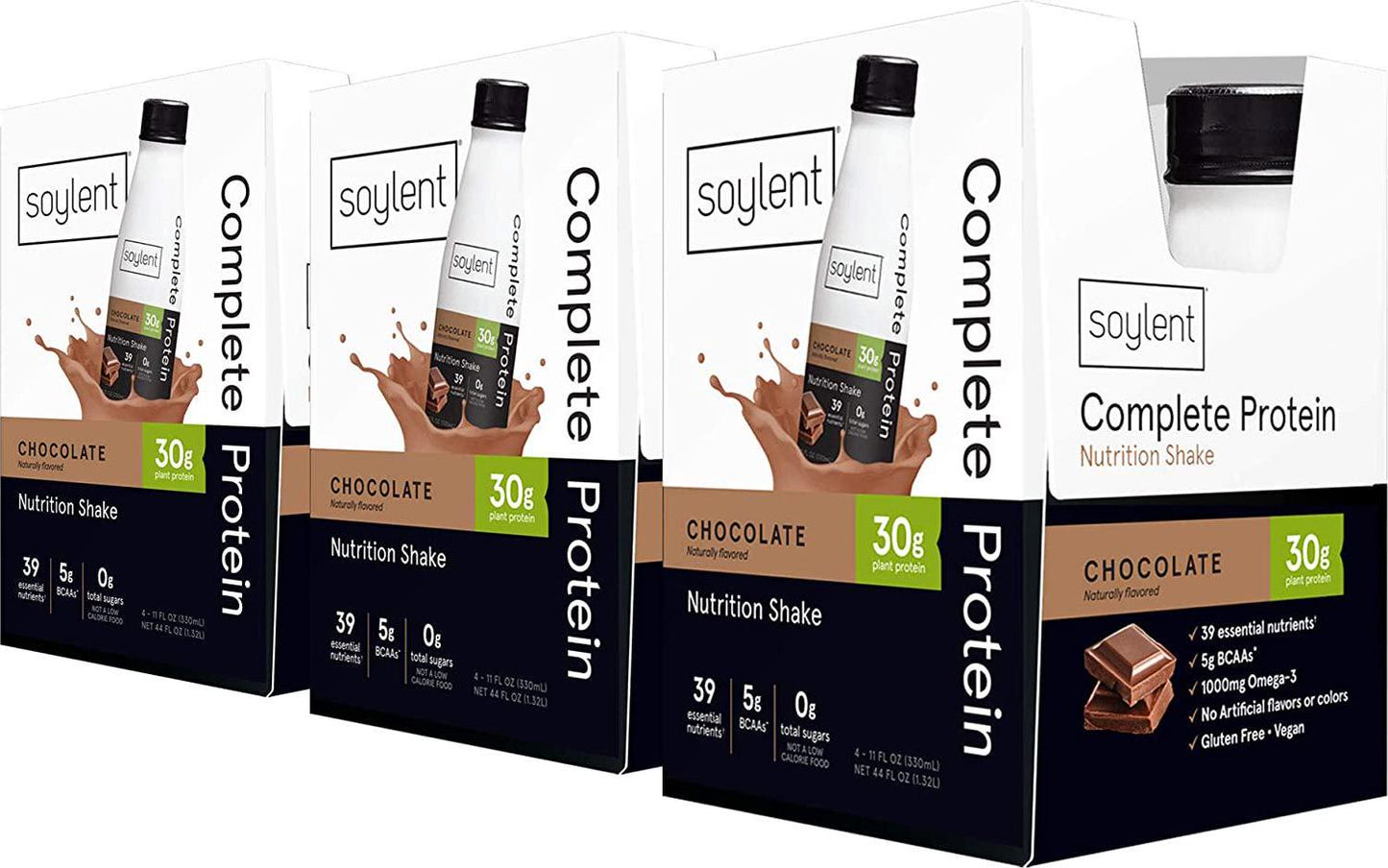 Soylent Complete Protein Gluten-Free Vegan Protein Meal Replacement Shake, Chocolate, 11 Oz (Pack of 12)