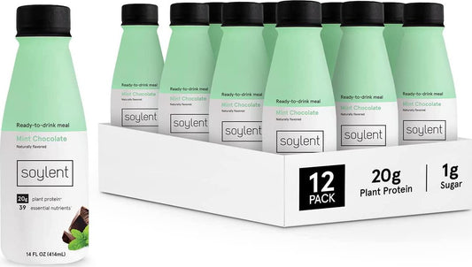Soylent Mint Chocolate Plant Protein Meal Replacement Shake, 14 fl oz, 12 Bottles - Packaging May Vary