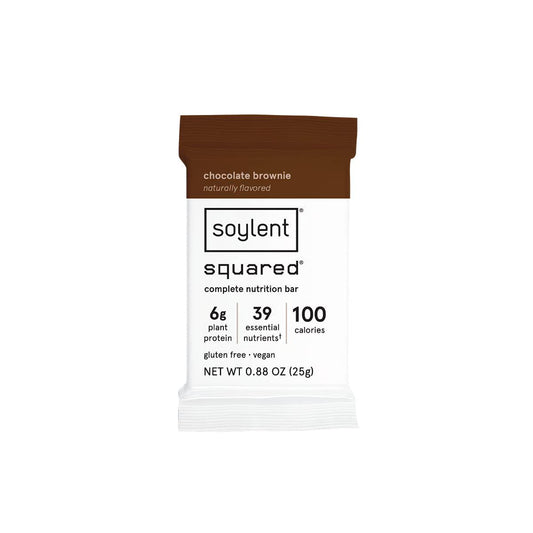 Soylent Squared Plant-Based 100 Calorie Snack Bars, Gluten Free, Low Sugar, 6g Vegan Protein, Chocolate Brownie, 24 Count