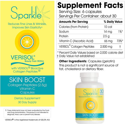 Sparkle Collagen Peptide Supplement Capsules (30 days x 2500mg)