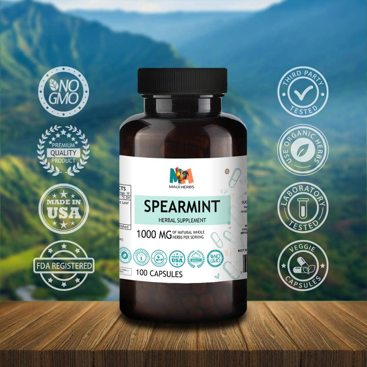 Spearmint Capsules, 500 mg, Organic Spearmint Leaf (Mentha spicata) (2x100 Capsules)