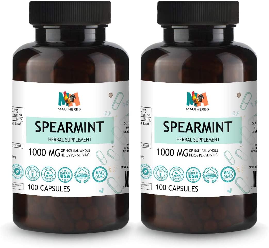 Spearmint Capsules, 500 mg, Organic Spearmint Leaf (Mentha spicata) (2x100 Capsules)