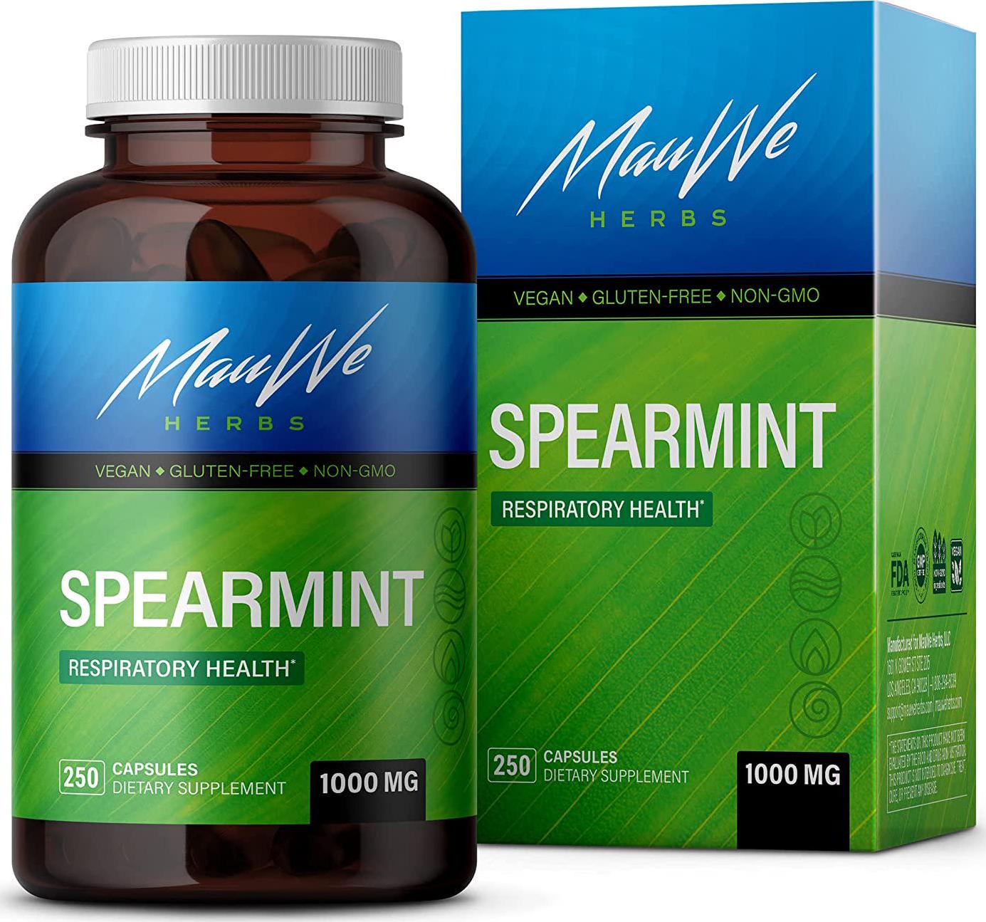 Spearmint Capsules, 500 mg, Organic Spearmint Leaf (Mentha spicata) (2x100 Capsules)