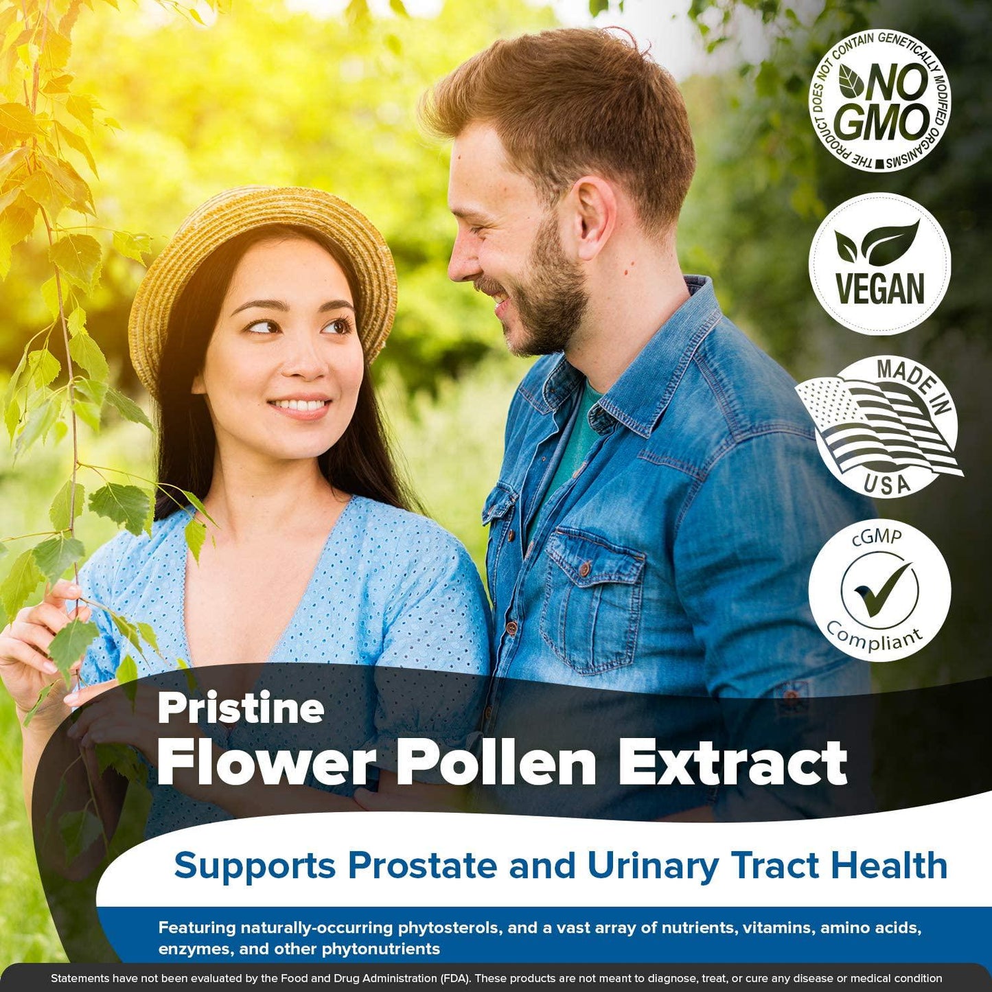 Spiritual Nutrients Pristine Flower Pollen Extract | Prostate and Urinary Tract Health Support | Non-GMO, Vegan | 45 Capsules