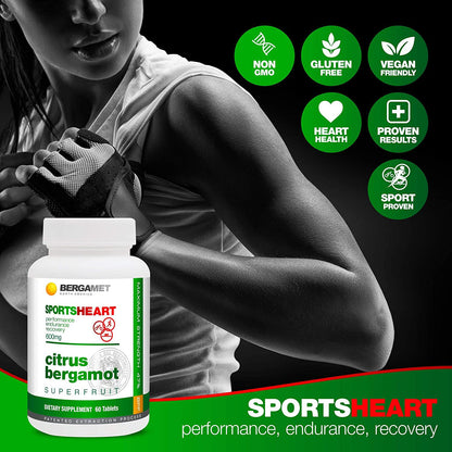 Sports Citrus Bergamot SuperFruit | Enhances Athletic Performance, Endurance and Recovery Naturally | Maintains Cardiovascular, Heart and Cholesterol Health | 47% BPF Super Strength Formula | 60 Tabs