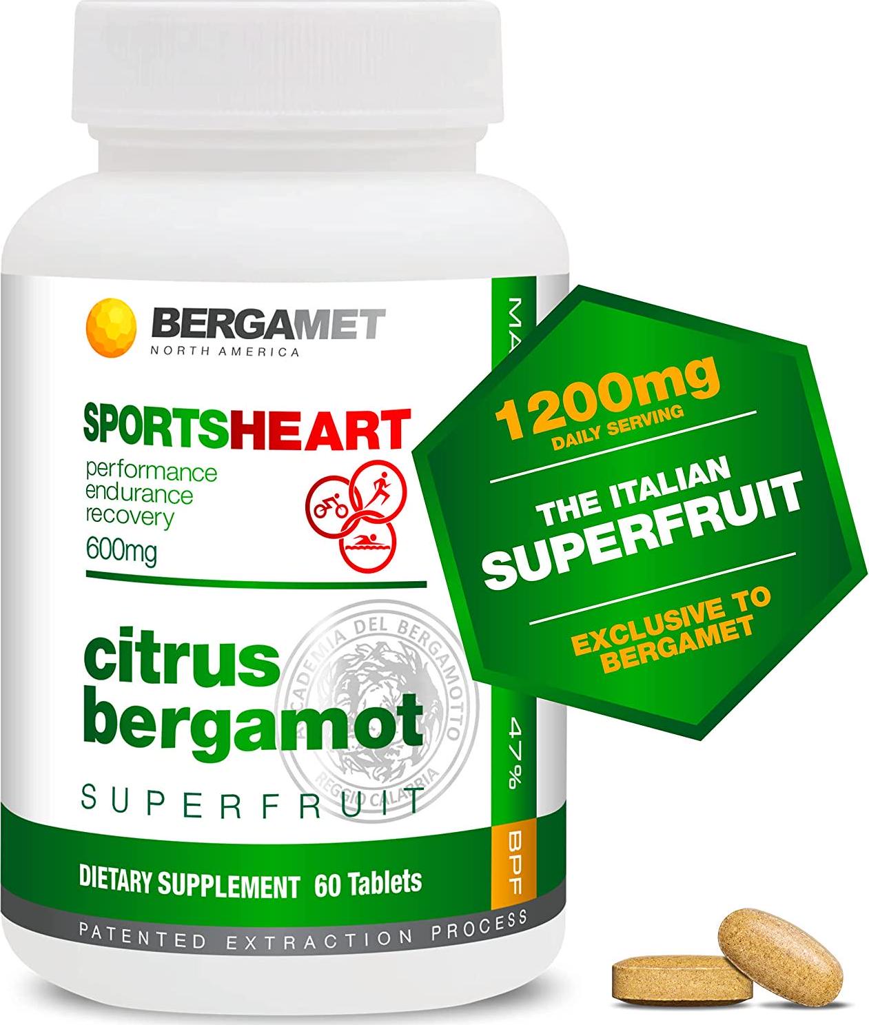 Sports Citrus Bergamot SuperFruit | Enhances Athletic Performance, Endurance and Recovery Naturally | Maintains Cardiovascular, Heart and Cholesterol Health | 47% BPF Super Strength Formula | 60 Tabs