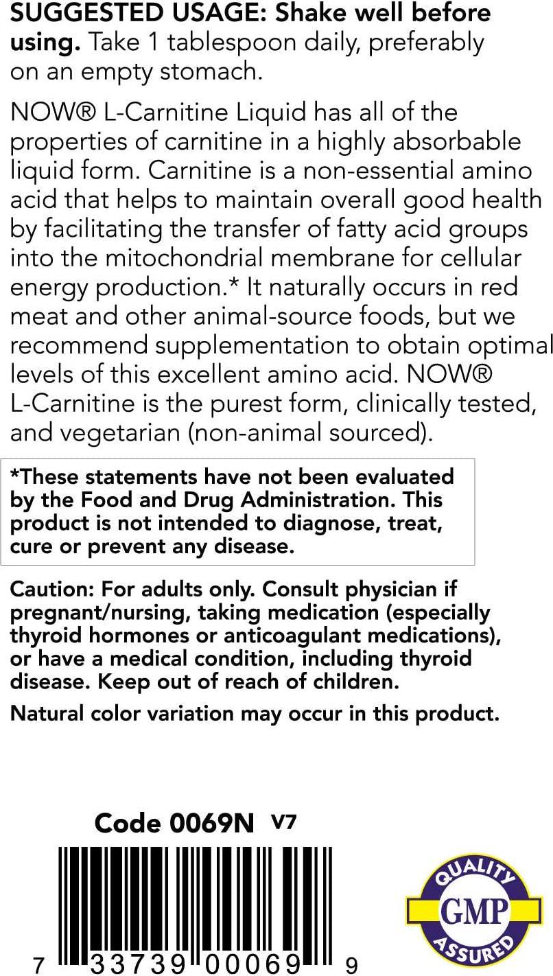 Sports, Liquid L-Carnitine, Citrus Flavor, 1,000 mg, 32 fl oz (946 ml), NOW Foods