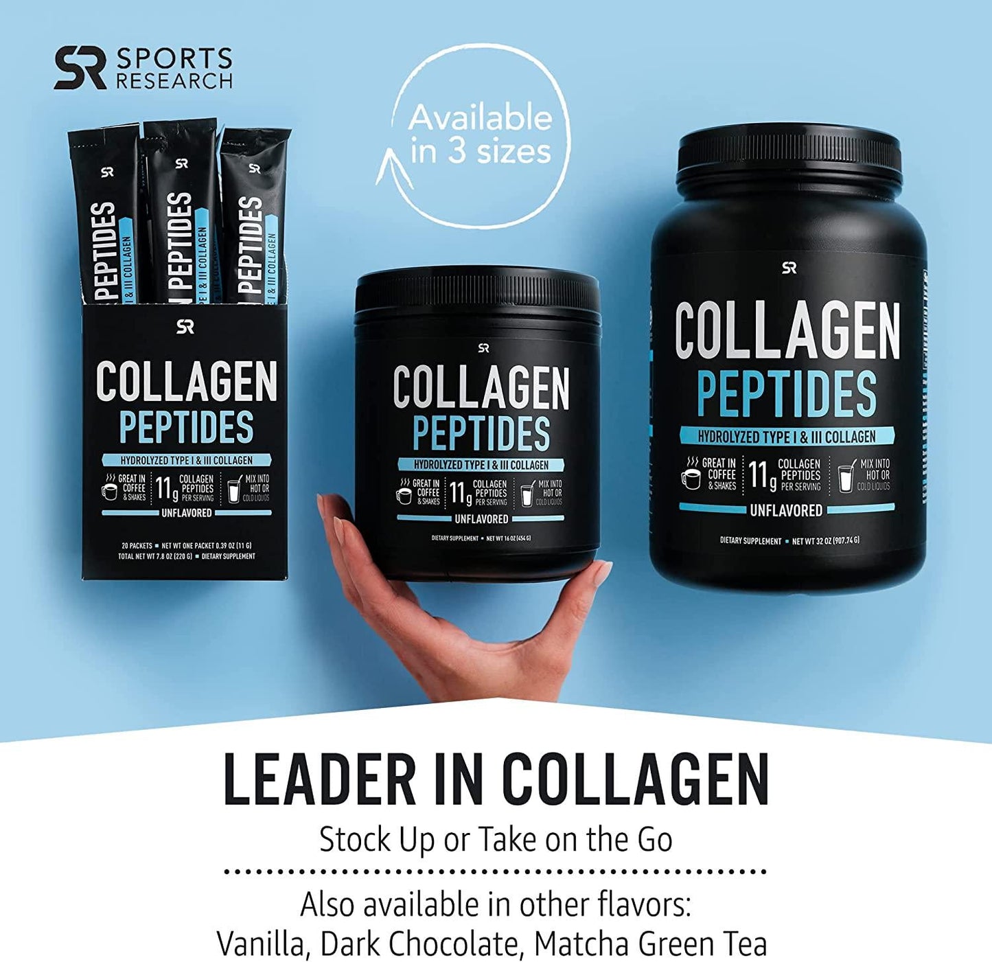 Sports Research Collagen Powder Supplement - Vital for Healthy Joints, Bones, Skin, and Nails - Hydrolyzed Protein Peptides - Great Keto Friendly Nutrition for Men and Women - Mix in Drinks (16 Oz)