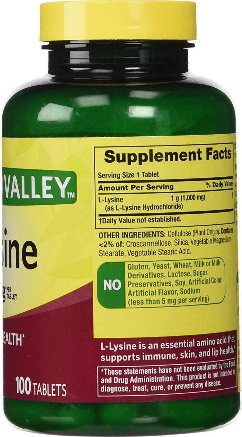 Spring Valley - L-Lysine 1000 mg, 100 Tablets