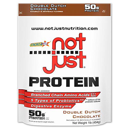 Stacker 2 Not Just Protein Muscle Growth and Regeneration Active Probiotics Whey Protein Powder Double Dutch Chocolate (1lb Bag)