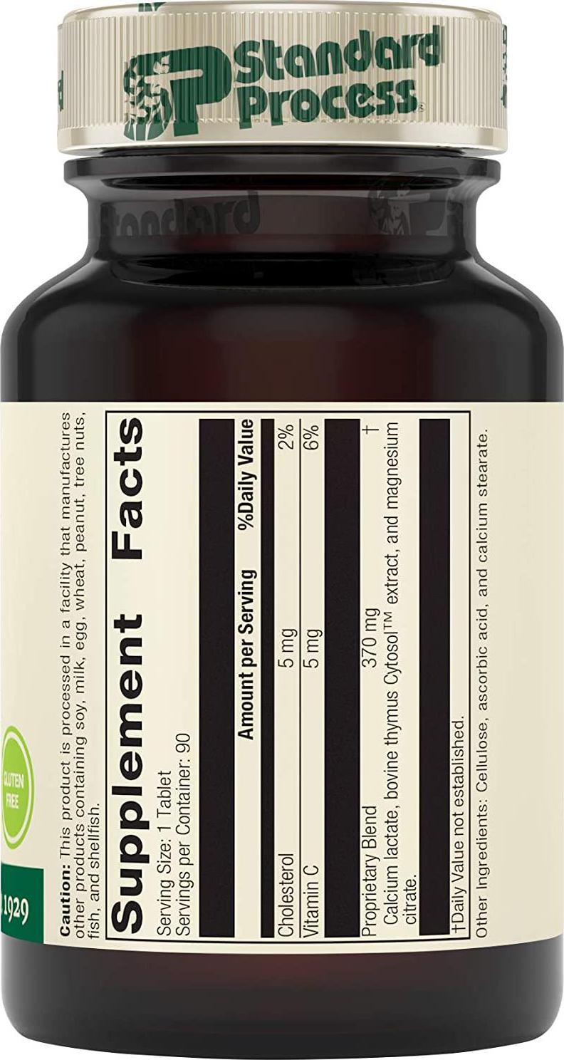 Standard Process Thymex - Whole Food Cholesterol, Thymus Supplement and Immune Support Supplement with Vitamin C, Magnesium Citrate, and Calcium Lactate - Gluten Free - 90 Tablets