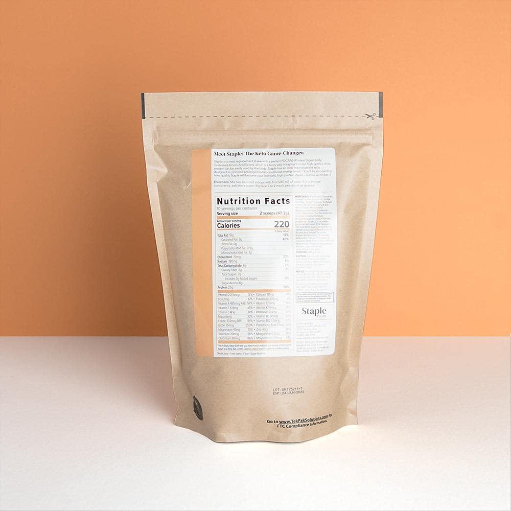 Staple Cappuccino Keto Meal Replacement Shake | Keto Powder for Ketosis Weight Loss, Quality Whey Protein, MCTs | Keto Friendly, Low Carb | 16.7 Oz.