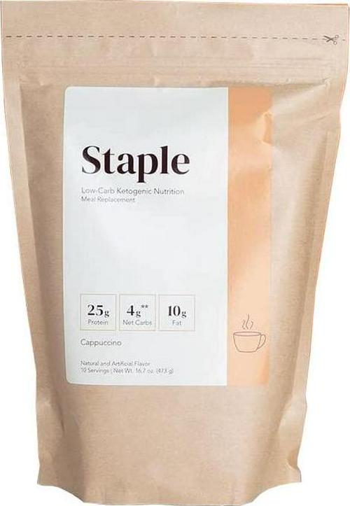 Staple Cappuccino Keto Meal Replacement Shake | Keto Powder for Ketosis Weight Loss, Quality Whey Protein, MCTs | Keto Friendly, Low Carb | 16.7 Oz.