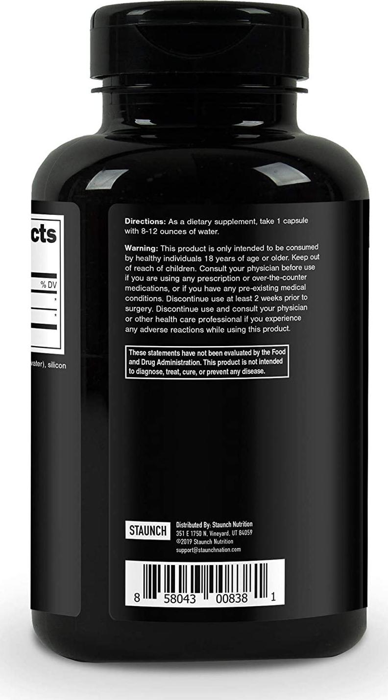 Staunch L-Arginine L-Citrulline 750mg, 180 Capsules - 500 MG / 250 MG L-Arginine L-Citrulline Complex