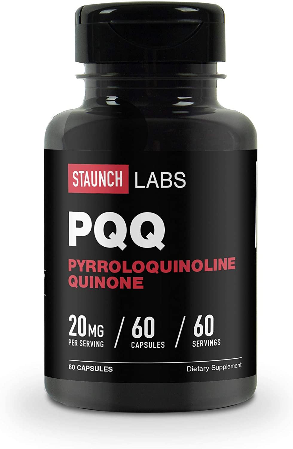 Staunch PQQ Capsules 20mg, 60 Caps - Pyrroloquinoline Quinone Dietary Supplement