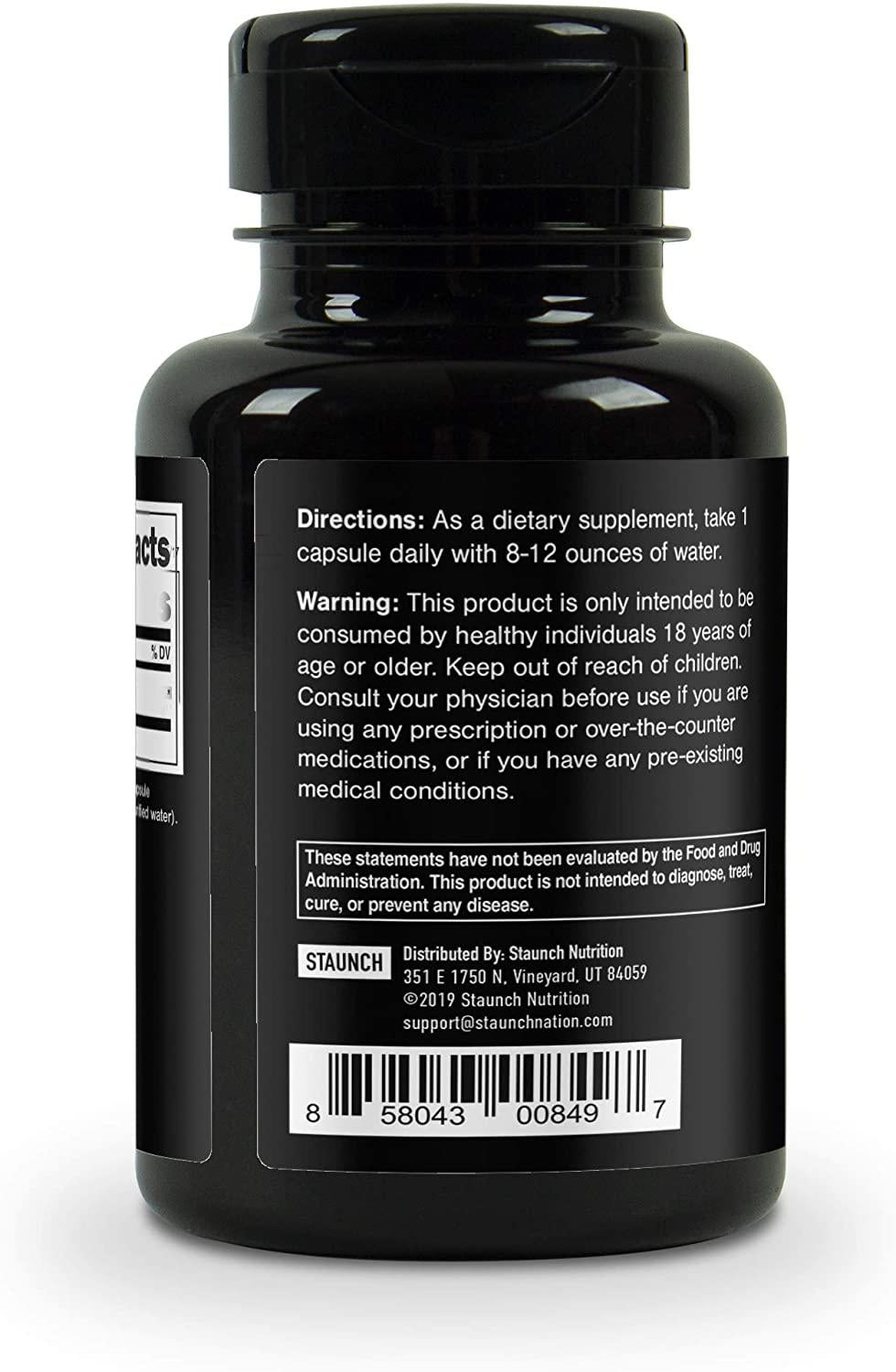 Staunch PQQ Capsules 20mg, 60 Caps - Pyrroloquinoline Quinone Dietary Supplement