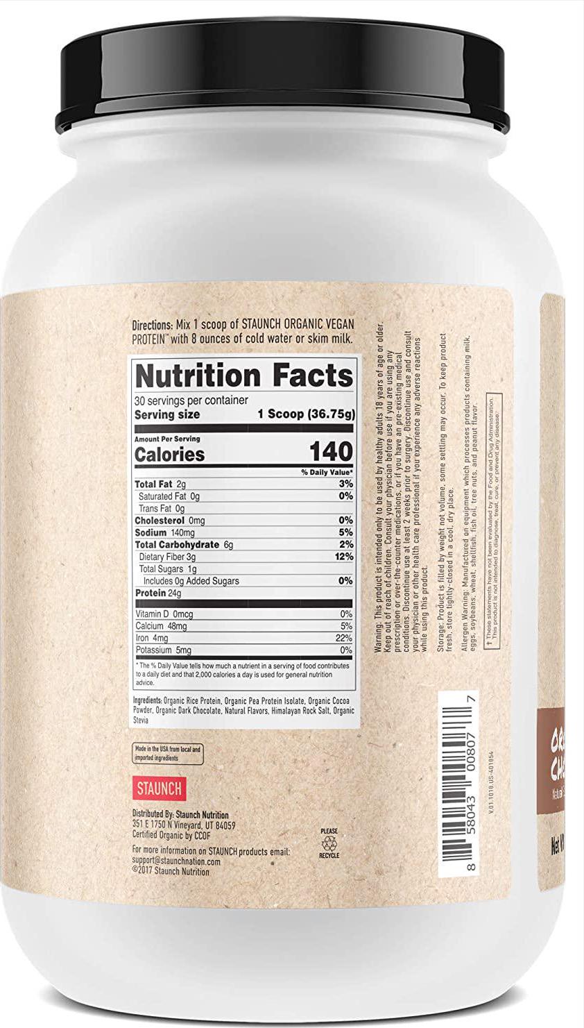 Staunch Vegan Protein (2lbs) Chocolate - 30 Servings