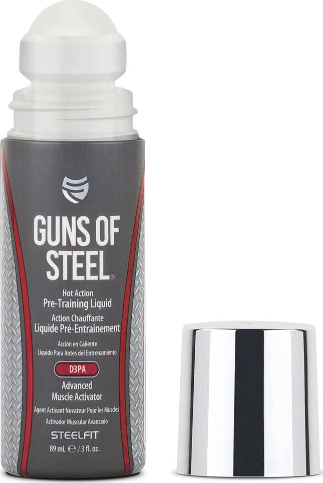 SteelFit Guns of Steel - Topical Hot Action Pre Training Liquid with D3PA - Advanced Muscle Activator - Mind Blowing Pump - Gains - Nitric Oxide - Pre Workout - Use on Biceps, Triceps - 3 fl. oz.