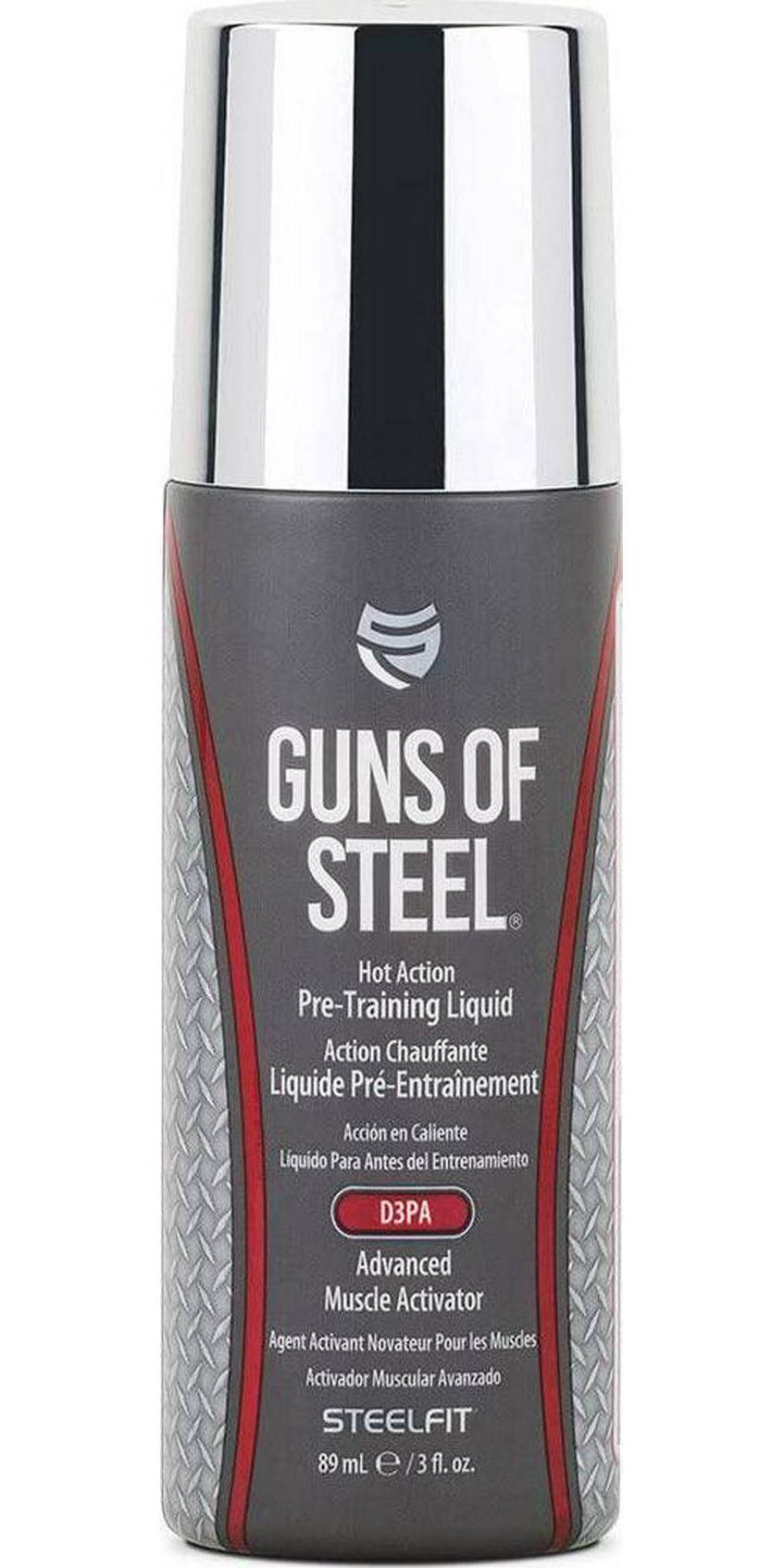 SteelFit Guns of Steel - Topical Hot Action Pre Training Liquid with D3PA - Advanced Muscle Activator - Mind Blowing Pump - Gains - Nitric Oxide - Pre Workout - Use on Biceps, Triceps - 3 fl. oz.