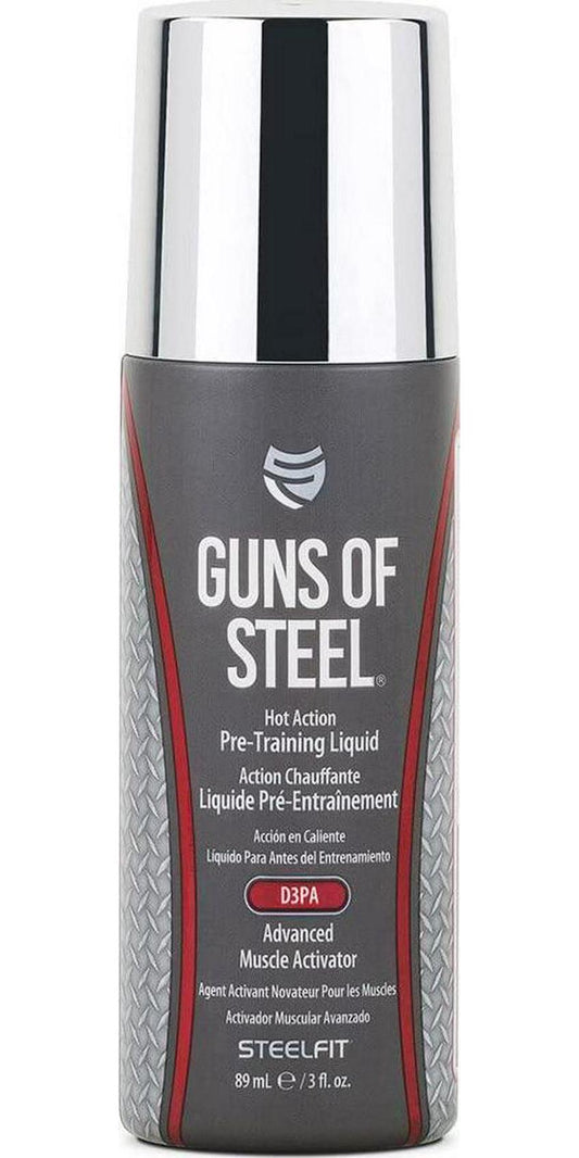 SteelFit Guns of Steel - Topical Hot Action Pre Training Liquid with D3PA - Advanced Muscle Activator - Mind Blowing Pump - Gains - Nitric Oxide - Pre Workout - Use on Biceps, Triceps - 3 fl. oz.