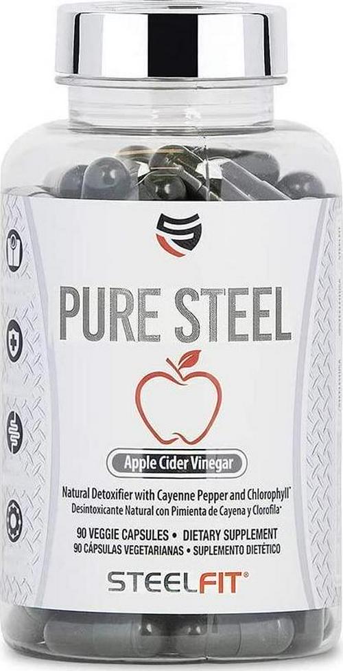 SteelFit Pure Steel Apple Cider Vinegar Capsules - Natural Detoxifier - Cayenne Pepper - Chlorophyll - Digestion -Supports Weight Management - Vegan - Gluten Free - Keto Friendly - 90 Veggie Capsules