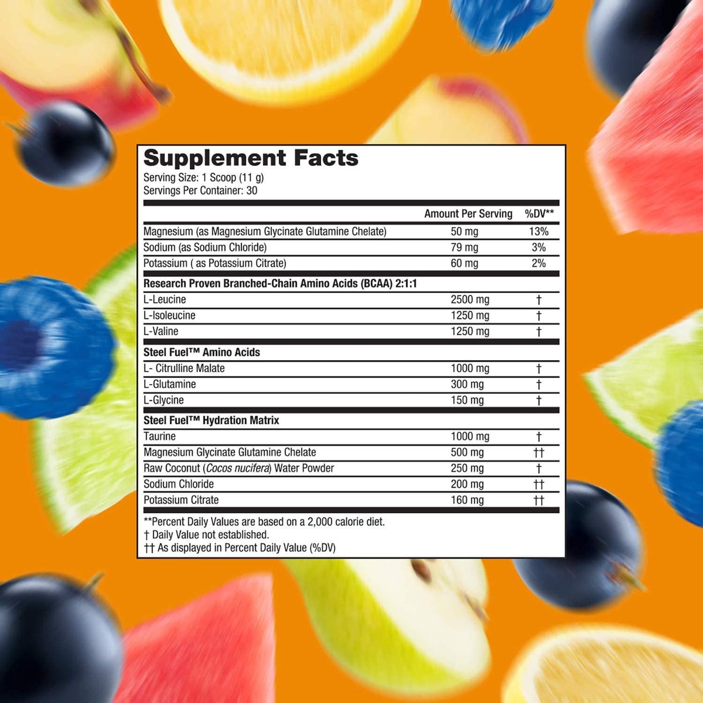 SteelFit Steel Fuel - Branched Chain Amino Acids - 5g BCAA Blend - Muscle Recovery Endurance Powder - Added Hydration with Coconut Water Powder - Sugar Free - Vegan - Watermelon Lemonade - 30 Servings