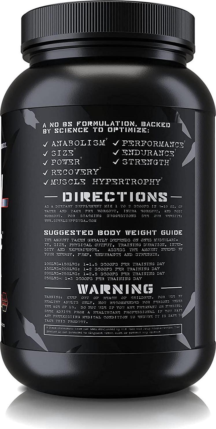 Steel Supplements ADABolic Pre Workout | Muscle Builder for Men and Women | Strawberry Banana | Post Workout Recovery Drink | Restores Muscle Glycogen for Natural Growth | 40 Servings, 3.75lbs