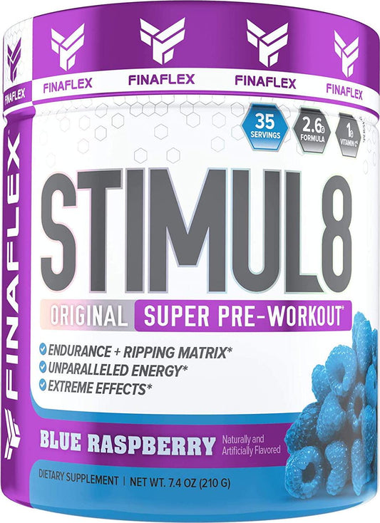 Stimul8, Original Super Pre-Workout with Vitamin C (35 Serving, Blue Raspberry)