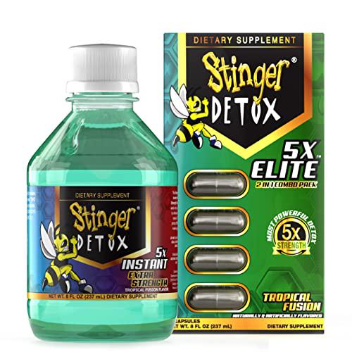 Stinger Detox 5X Elite Combo Pack | 5X Instant - 8 OZ - Tropical Fusion | 5X Buzz Capsules