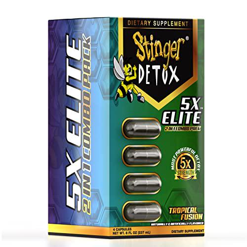 Stinger Detox 5X Elite Combo Pack | 5X Instant - 8 OZ - Tropical Fusion | 5X Buzz Capsules