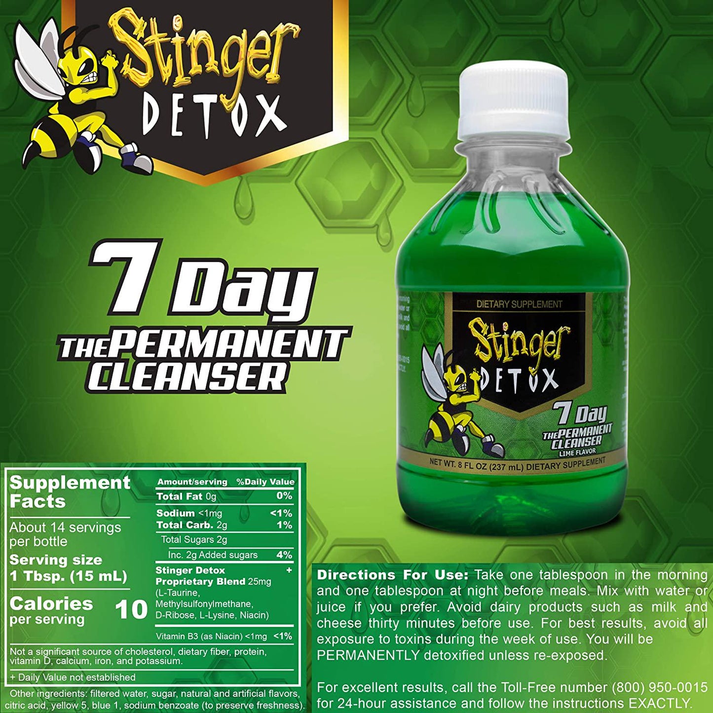 Stinger Detox 7-Day Permanent Drink Lime Flavor 8 FL OZ