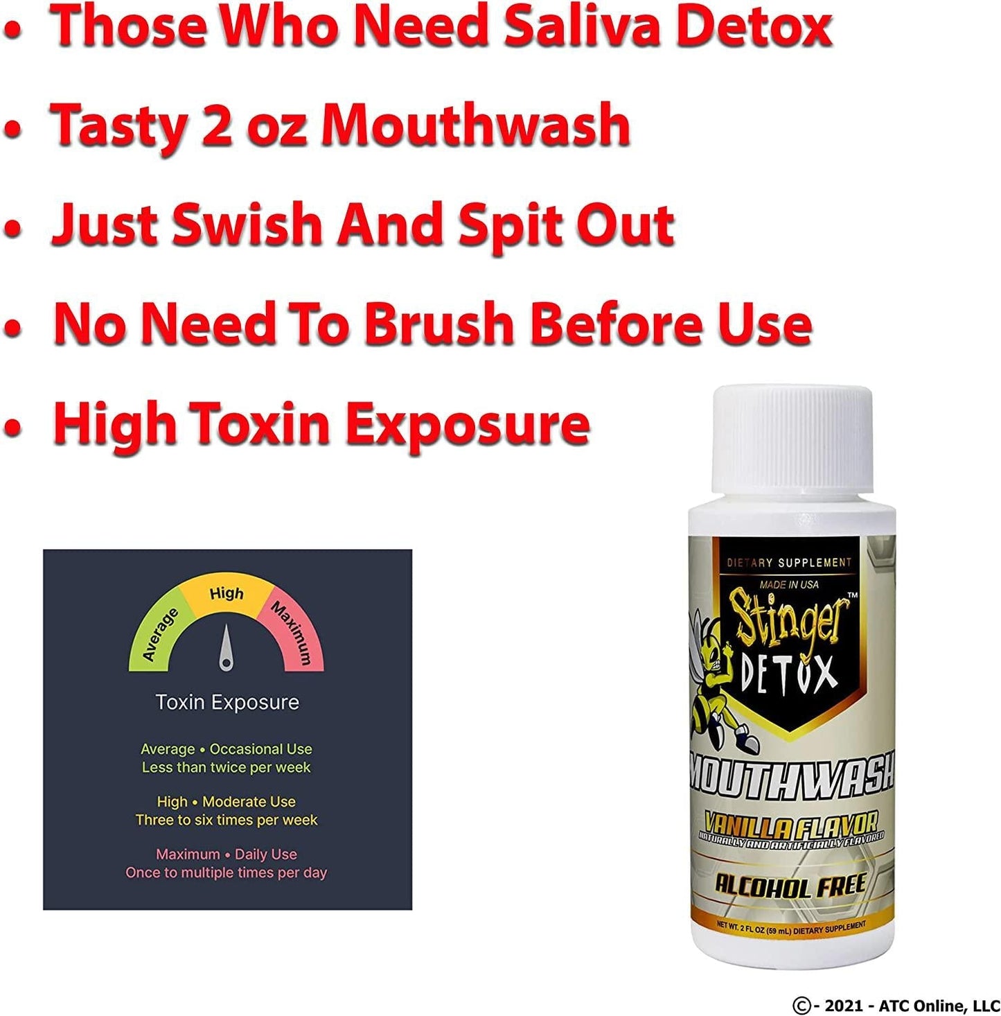 Stinger Detox Mouthwash Saliva Kit - Same Day Cleansing Oral Mouth Wash to Rid Saliva of of Toxin - Pass Toxic Products Detoxifying Your Saliva - Rinse Mouth and Cleanse Your Saliva.