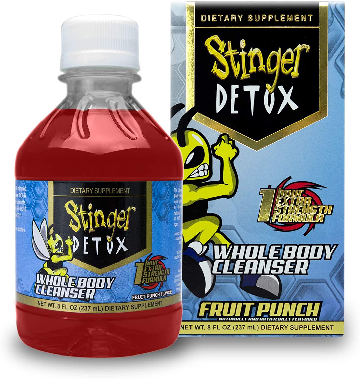 Stinger Detox Whole Body Cleanser 1 Hour Extra Strength Drink Fruit Punch 8 FL OZ - 4 Pack