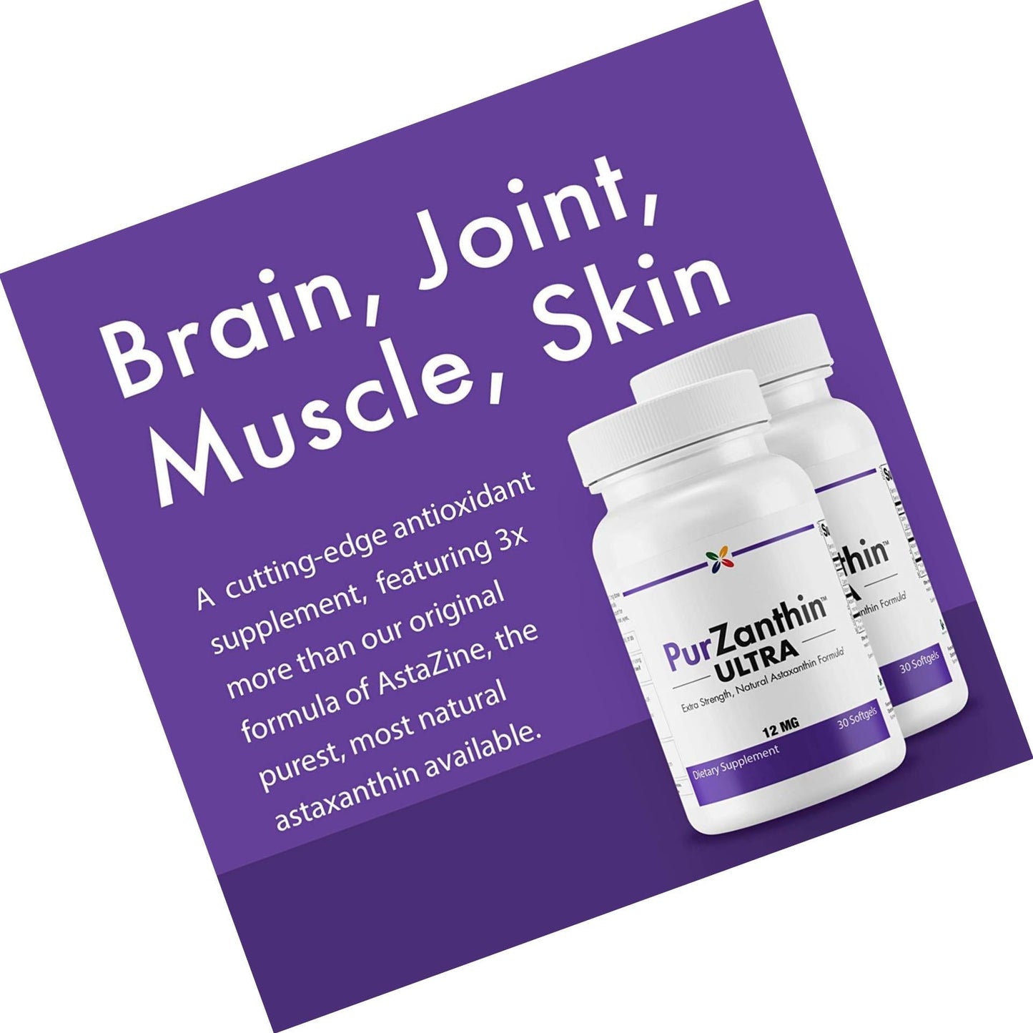 Stop Aging Now PurZanthin Ultra Natural Astaxanthin 12 MG Softgels (1 Pack)