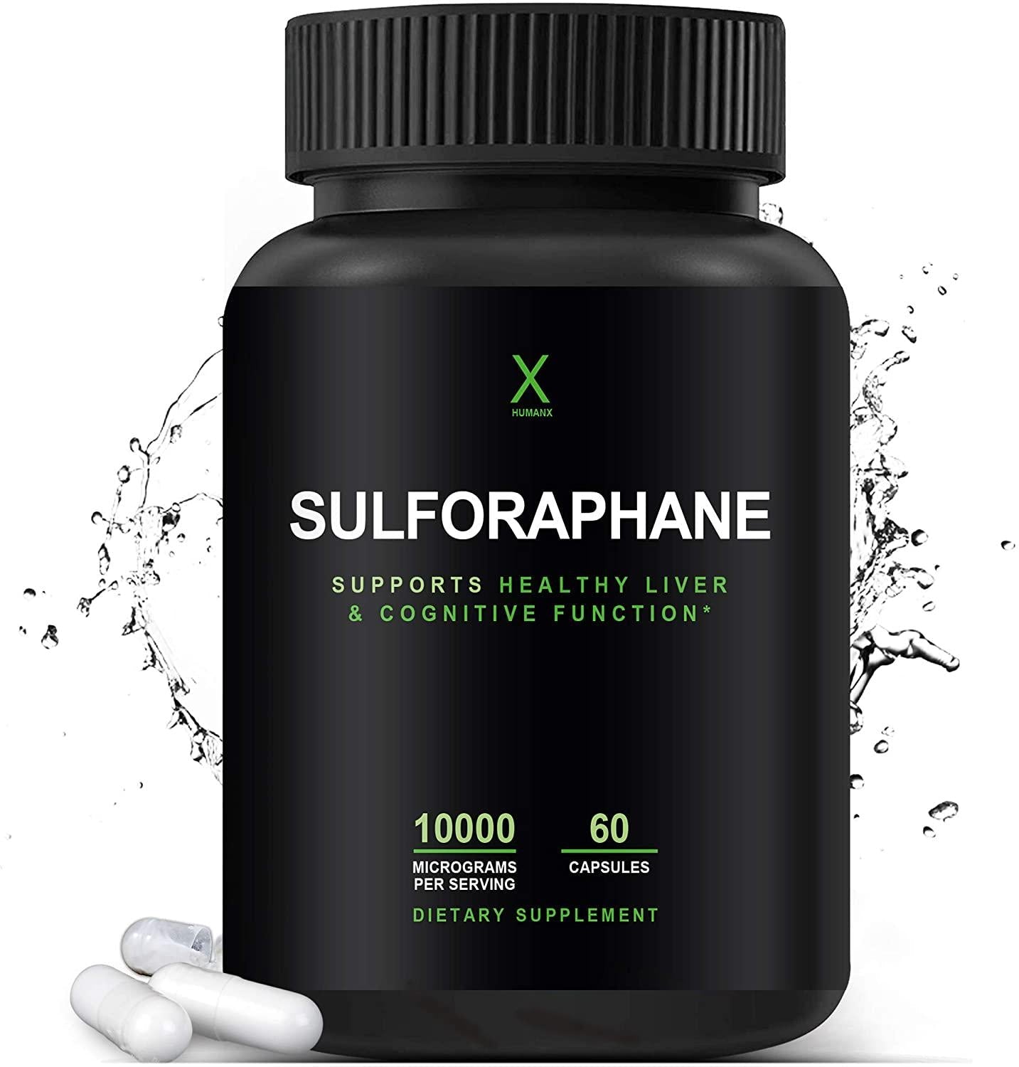 Sulforaphane Supplement 10000 mcg (Made in The USA) Third Party Tested Sulforaphane Supports Cellular Optimization and Cognitive Function, Broccoli Sprout Supplement, Broccoli Sprout Extract, HumanX