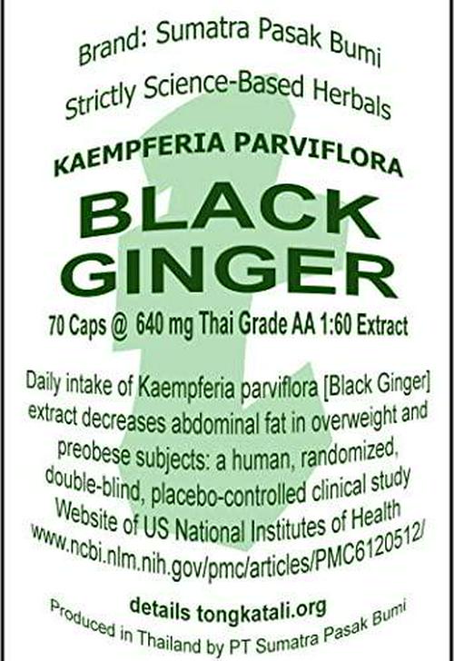 Sumatra Pasak Bumi Black Ginger Thai Grade AA, 70 x 640 mg (Kaempferia Parviflora), 1:60 Extract