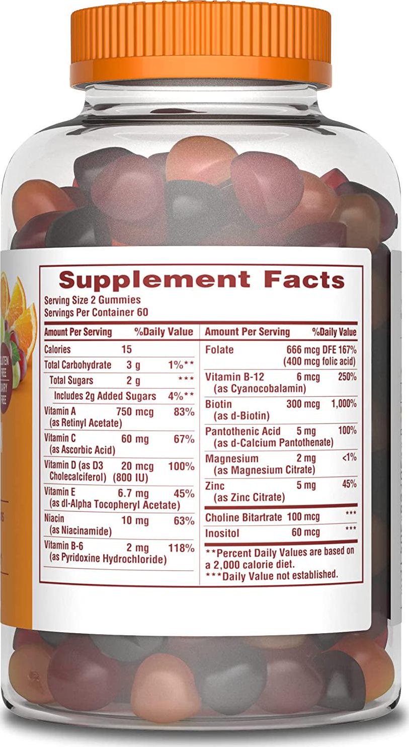 Sundown Adult Multivitamin Gummies with Vitamin C, D3 and Zinc for Immune Health, Gluten-Free, Dairy-Free, Non-GMO(2), 120 Count