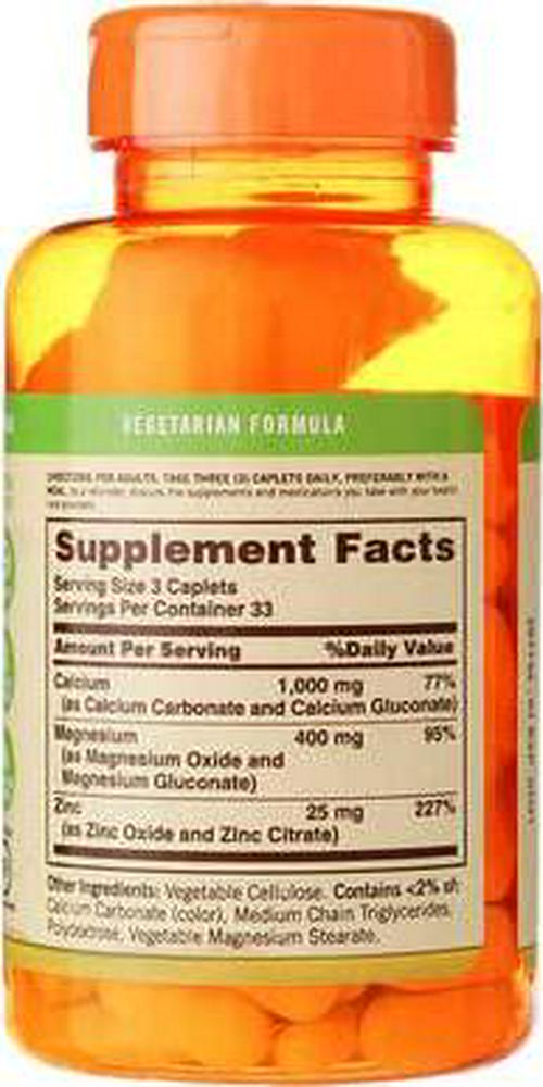 Sundown Calcium Magnesium and Zinc Caplets 100 Caplets (Pack of 2)