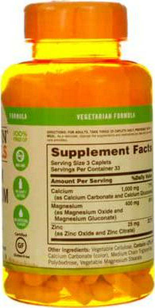 Sundown Calcium Magnesium and Zinc Caplets 100 Caplets (Pack of 2)