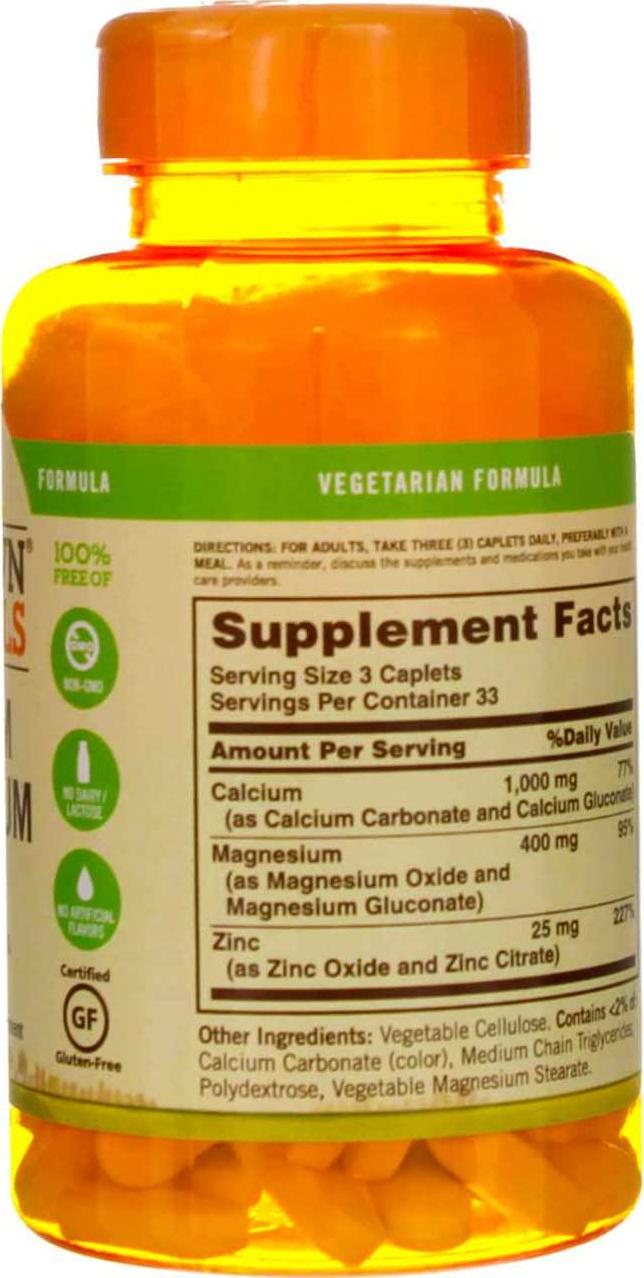 Sundown Calcium Magnesium and Zinc Caplets 100 Caplets (Pack of 2)