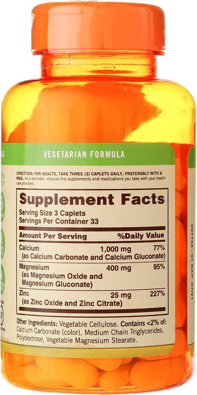 Sundown Calcium Magnesium and Zinc Caplets 100 Caplets (Pack of 2)