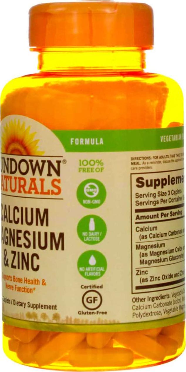Sundown Calcium Magnesium and Zinc Caplets 100 Caplets (Pack of 2)