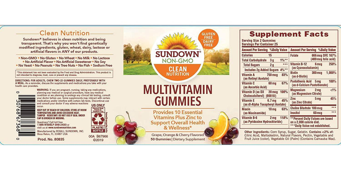 Sundown NaturalsAdult Multivitamin, 50 Gummies (Pack of 3)