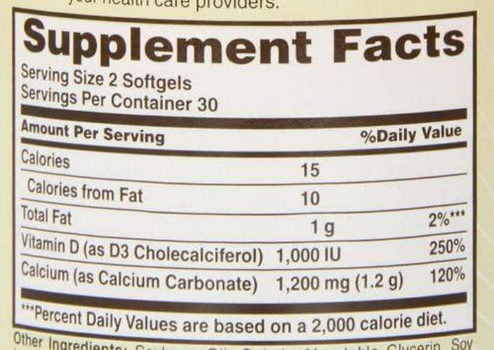 Sundown Naturals Calcium 1200 Plus Vitamin D3 1000 IU, 60 Liquid Filled Softgels