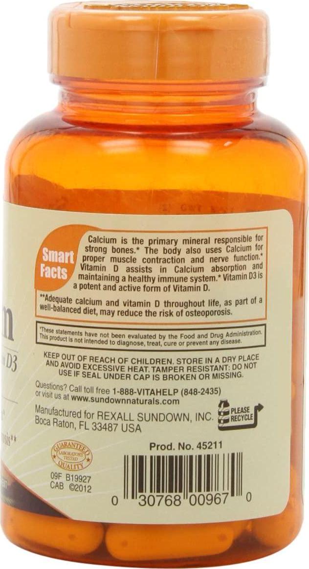 Sundown Naturals Calcium 1200 Plus Vitamin D3 1000 IU, 60 Liquid Filled Softgels
